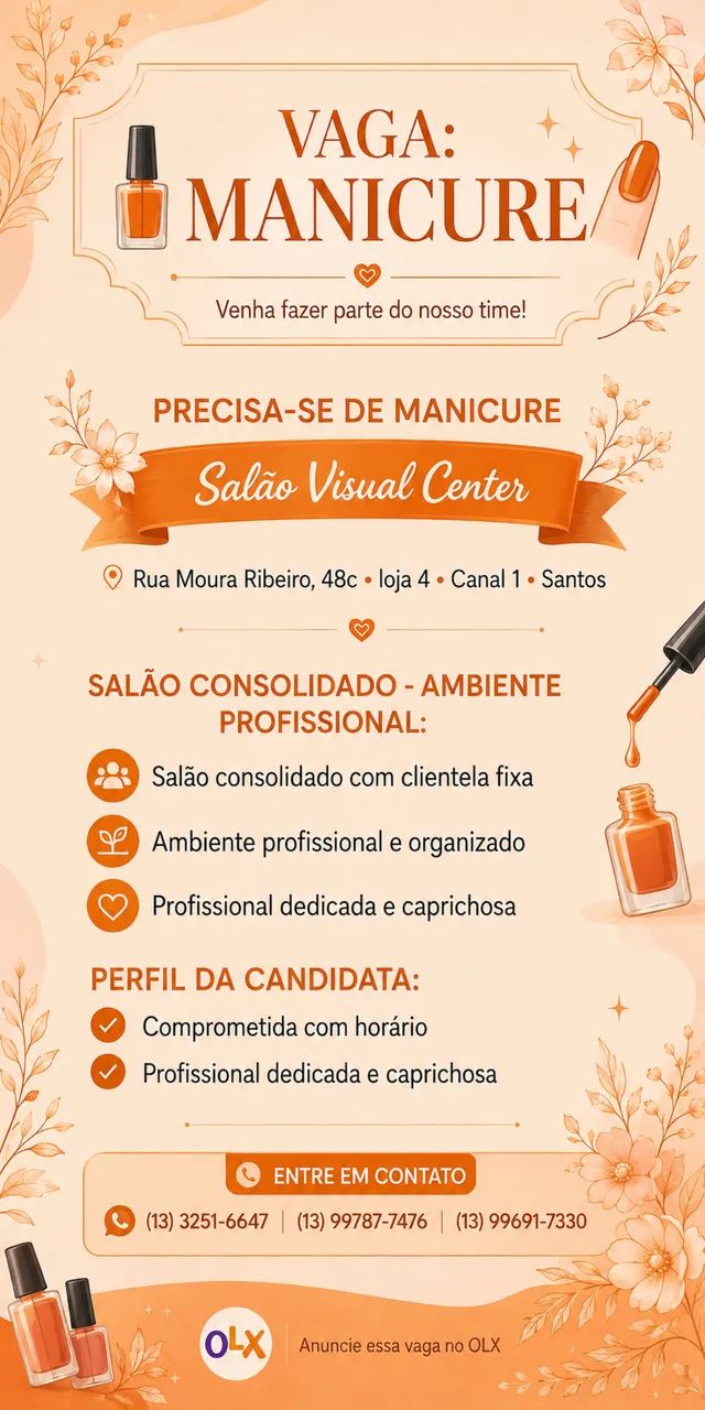 Oportunidade de trabalho | Manicure
