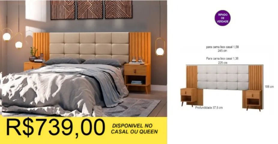 CABECEIRA CASAL, QUEEN A PRONTA-ENTREGA 
