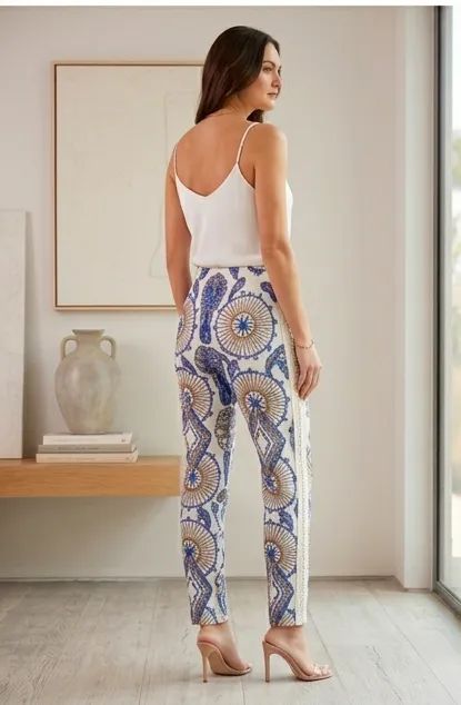 Calça Pantacourt Boho Chic Estampa Azulejo Português tam.40 - Foto 2