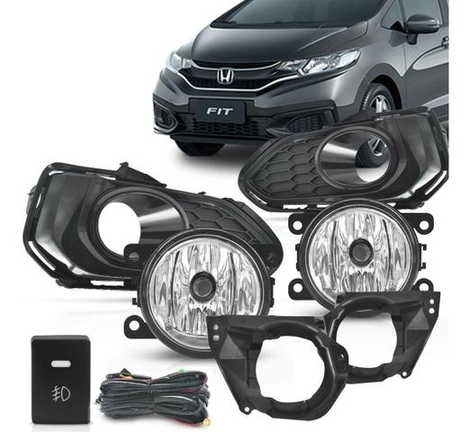 Kit Farol Milha Honda Fit 2018 2019 Molduras Botão Mod Original 