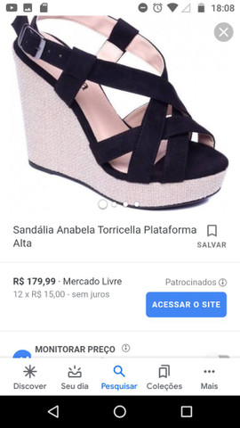 mercado livre sandalia plataforma