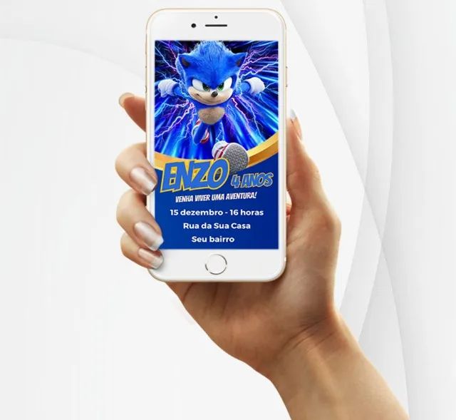 Convite Digital Virtual Aniversário Sonic