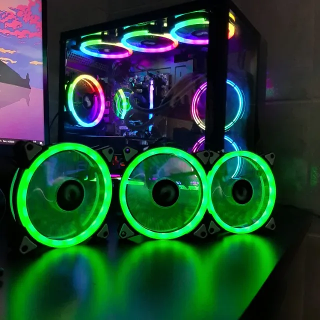 Kit Com 3 Ventoinhas Rise Mode, 120mm, Preto - RGB + Controladora + Controle