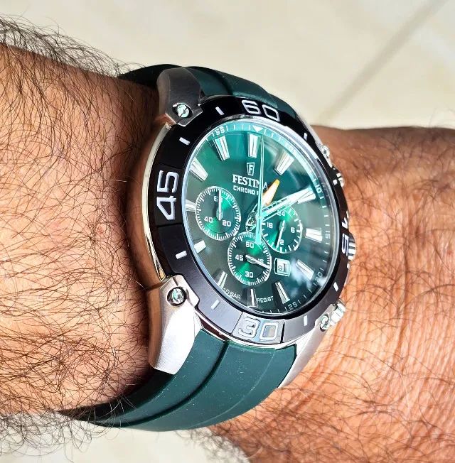 Relógio Festina Chrono Bike verde silicone verde super conservado - Foto 3