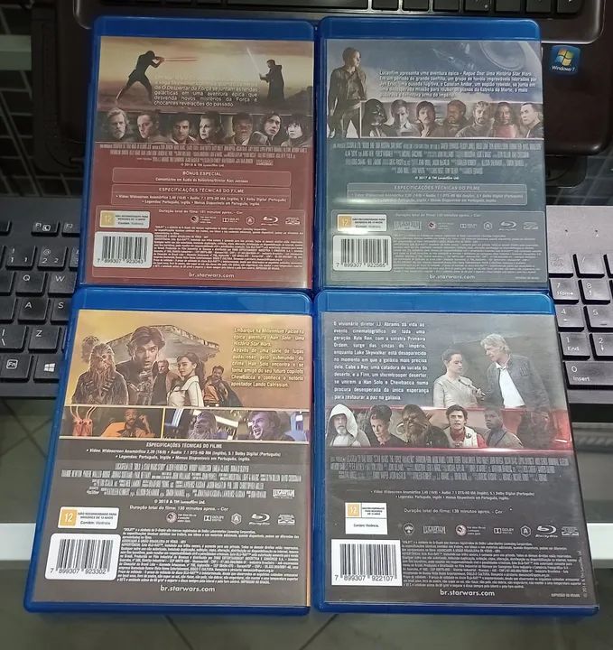 Coleção Star Wars 4 x Blu-Ray Rogue One, Últimos Jedi, Han Solo e Despertar da Força  - Foto 2
