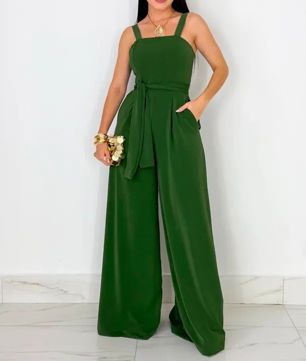 Macacão verde feminino longo