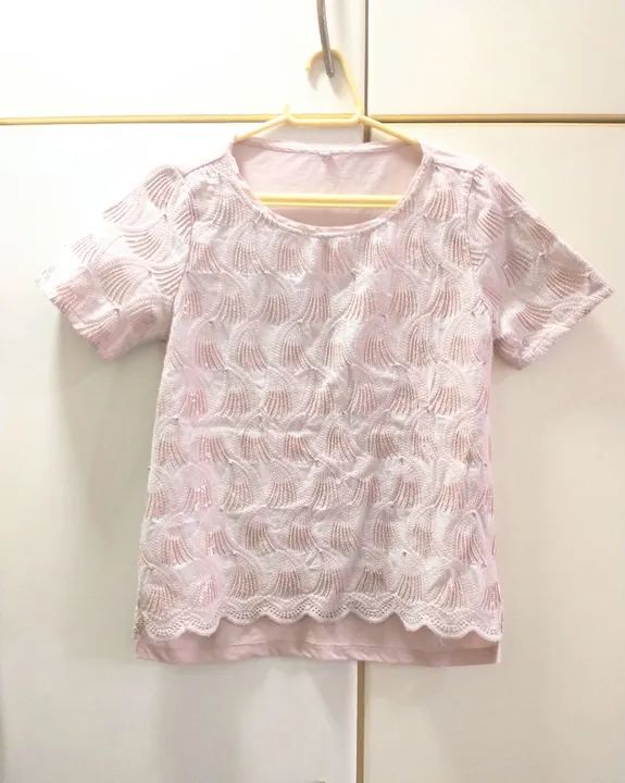 Camiseta rosa bordada da renner - Foto 5
