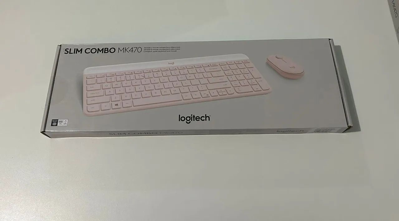 Kit Teclado e Mouse Logitech Slim Combo MK470 - Rosa