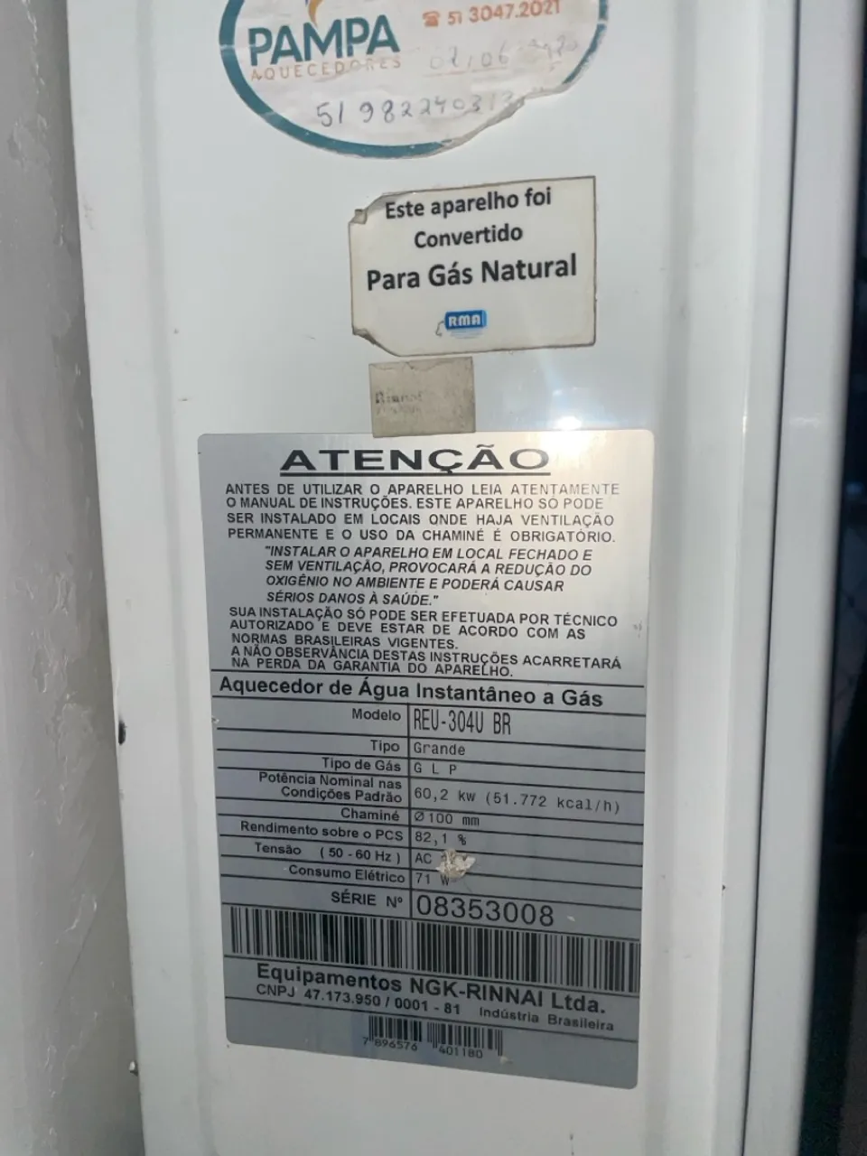 Aquecedor de Água Instantâneo a Gás NGK-RINNAI