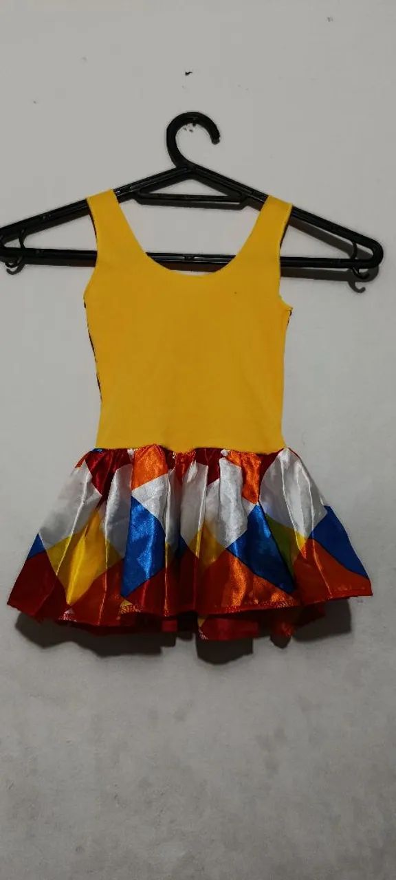 Vestido fantasia infantil palhacinho/ar­lequim colorido - Tam. PP - Foto 2