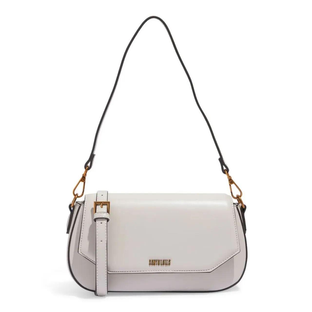 bolsa baguete média soft branco off white alça ombro santa lolla nova