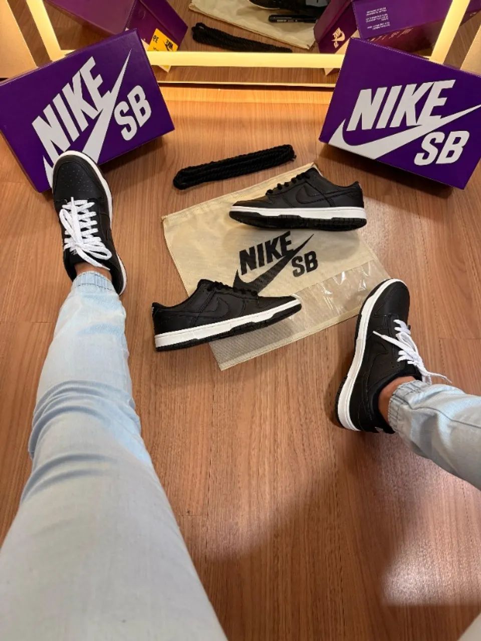 Tênis Nike SB Dunk Preto Masculino Linha Luxo - Foto 4