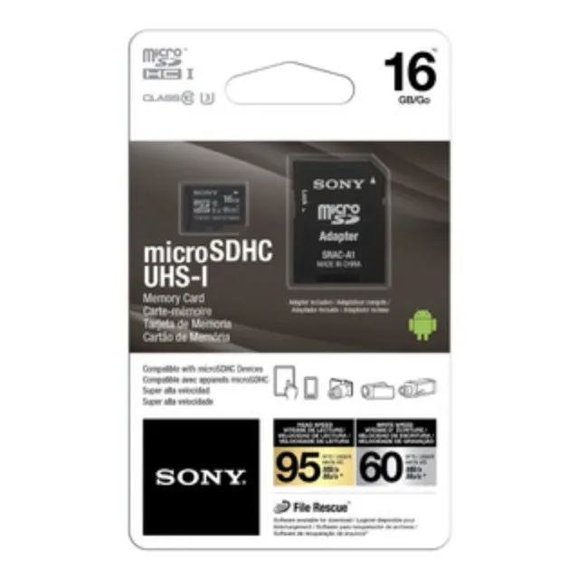 CARTAO DE MEMORIA MICRO SD 16GB SONY 2X1 CLASSE 10 95MB/S - SR16UXA/TQ - LOJA DADO DIGITAL