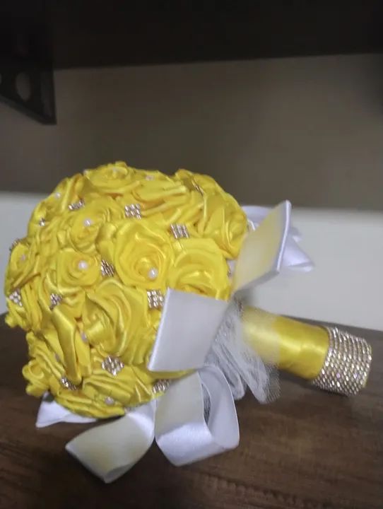 Buquê de noiva artificial amarelo - Foto 5