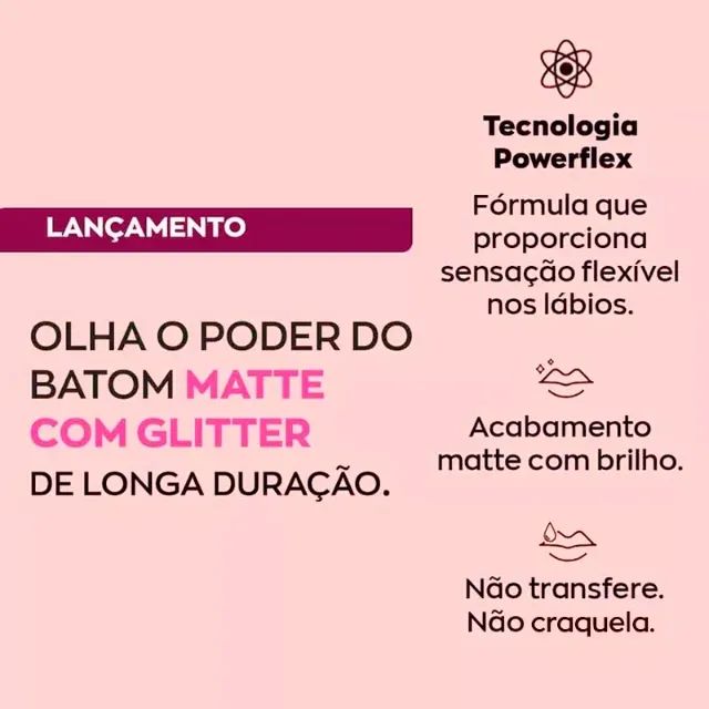 Batom Liquido Matte Glitter Effect Avon Power Stay Malva Luminoso - Foto 2