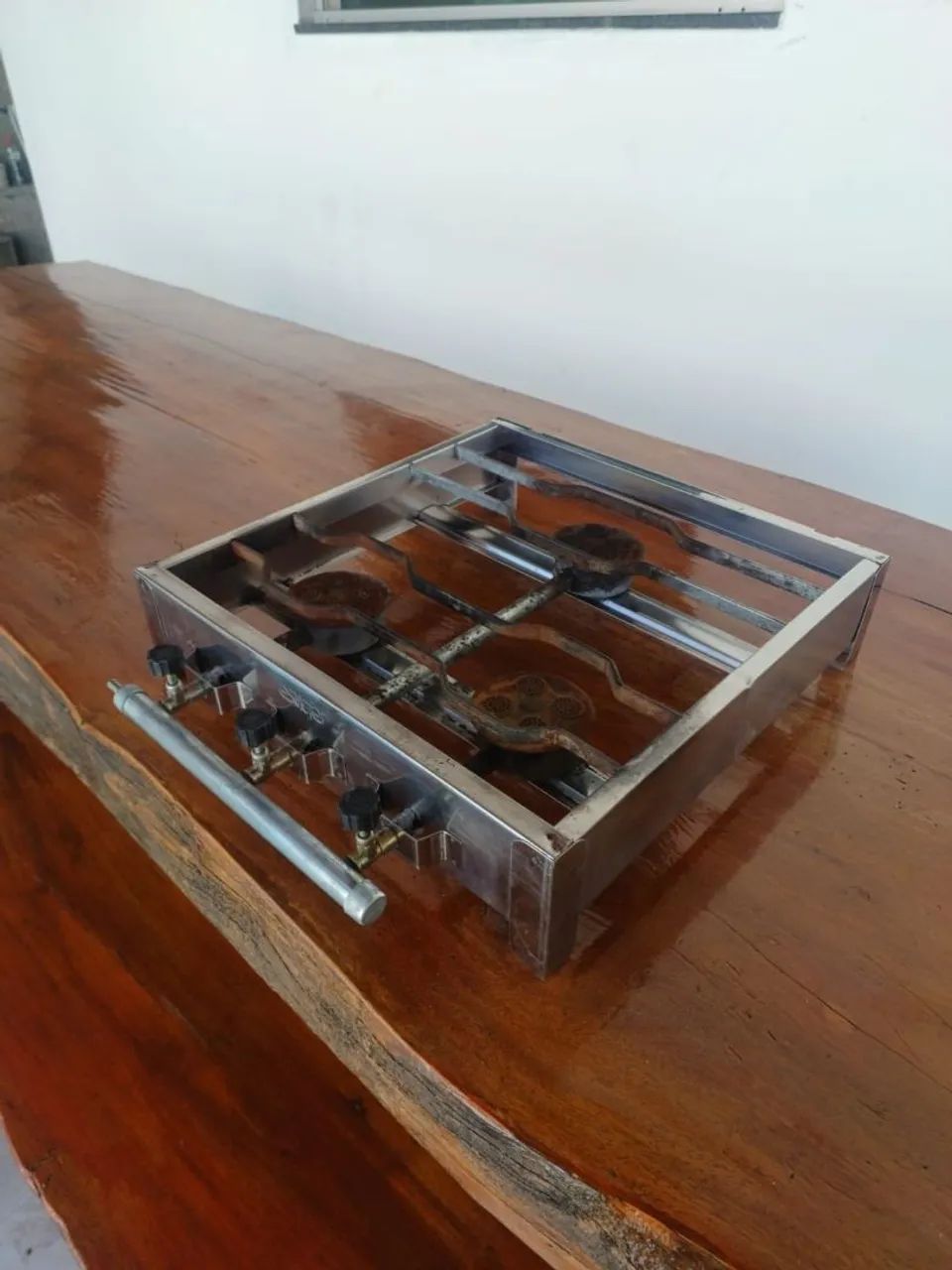 Fogareiro inox 3 bocas alta pressão para caminhoneiro