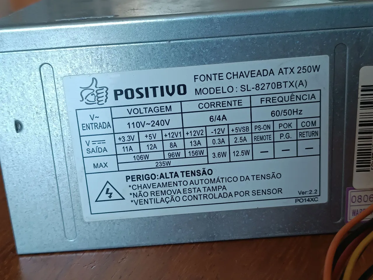 Fonte ATX 250W Positivo SL-8270BTX(A)