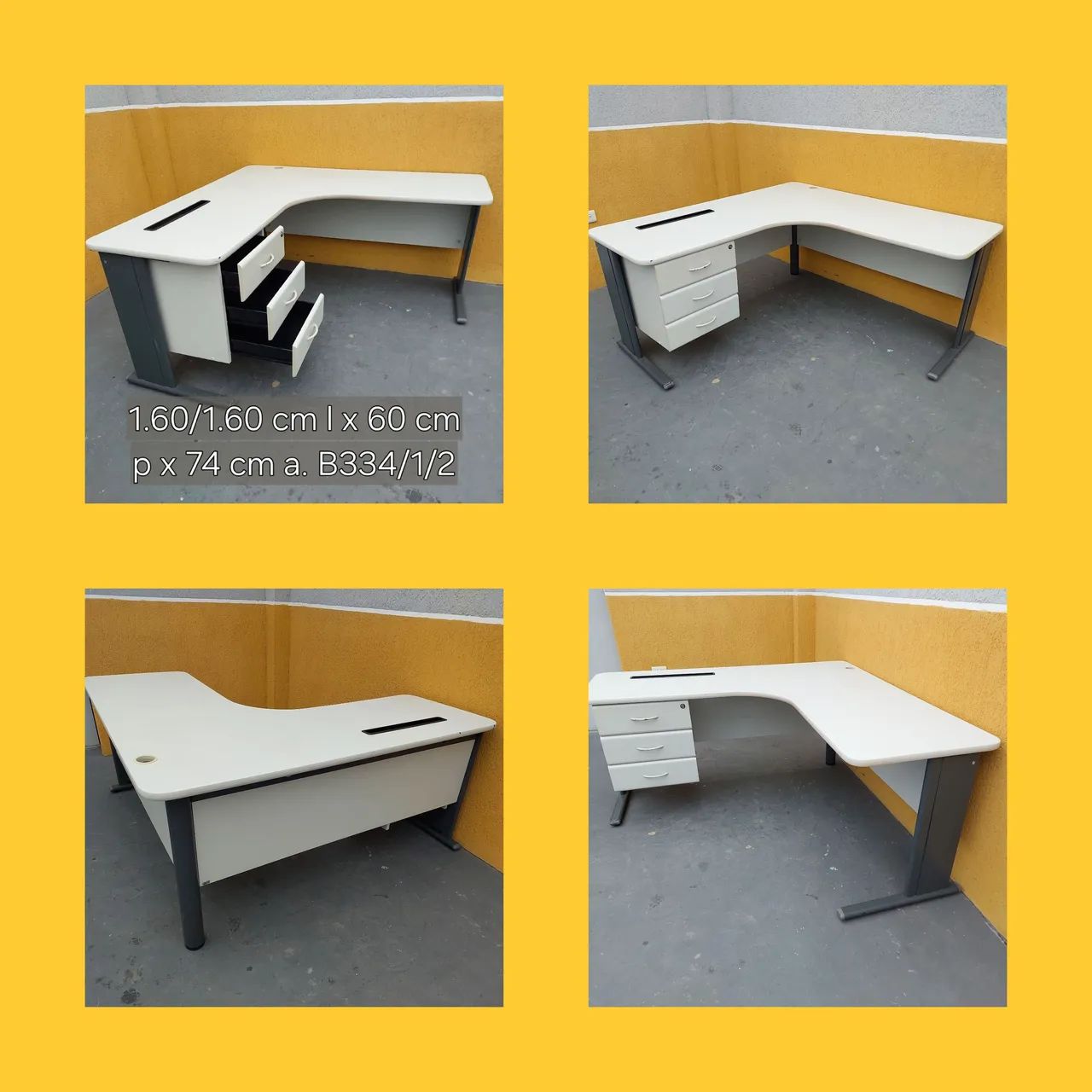 Mesa de Escritório em L com Gavetas