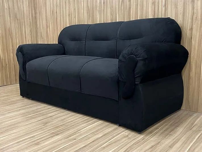 Conjunto de Sofá 2 e 3 Lugares Suede Preto - Foto 2