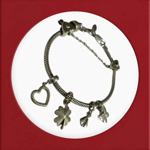 Pulseira Life Infinito em Prata Polida com 3 Berloques - Foto 5