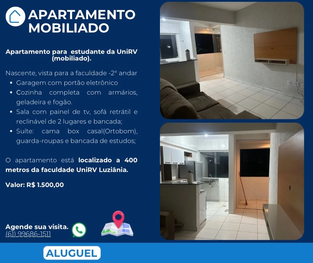 Apartamento mobiliado - UniRV Luziânia
