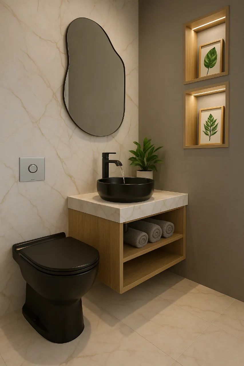 TRANSFORME SEU BANHEIRO - Kit Moderno: Cuba + Torneira + Vaso + Assento + Acabamento Deca 