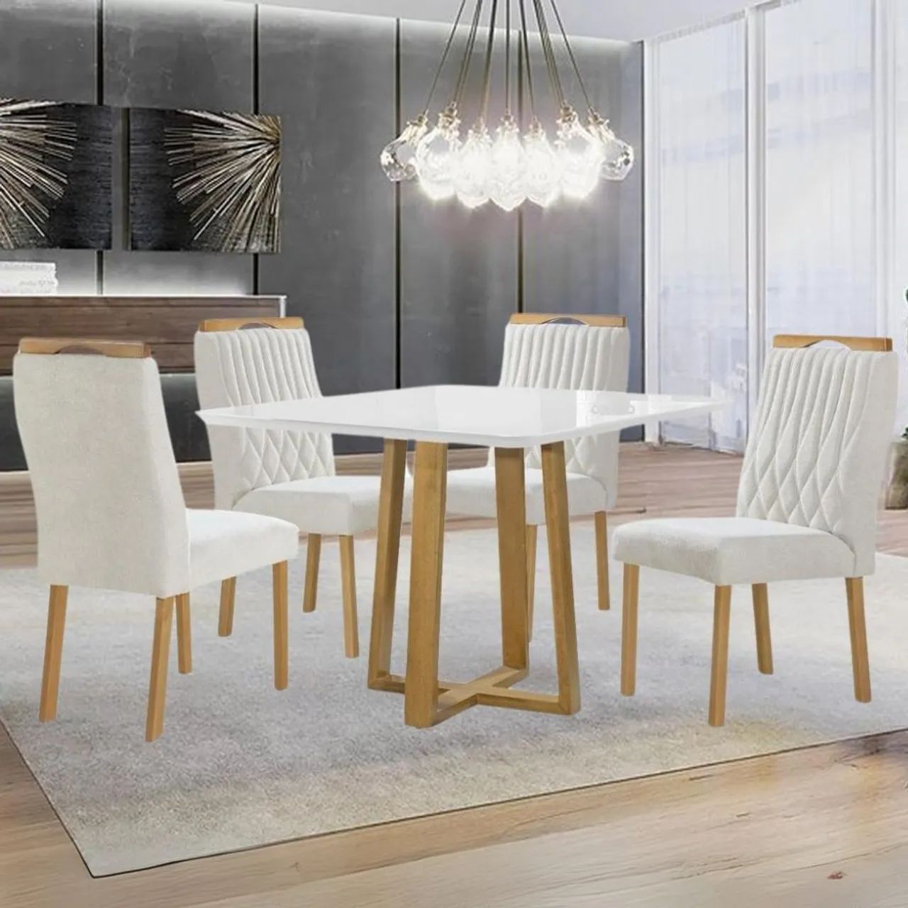 Mesa de Jantar Quadrada com 4 Cadeiras - Foto 3