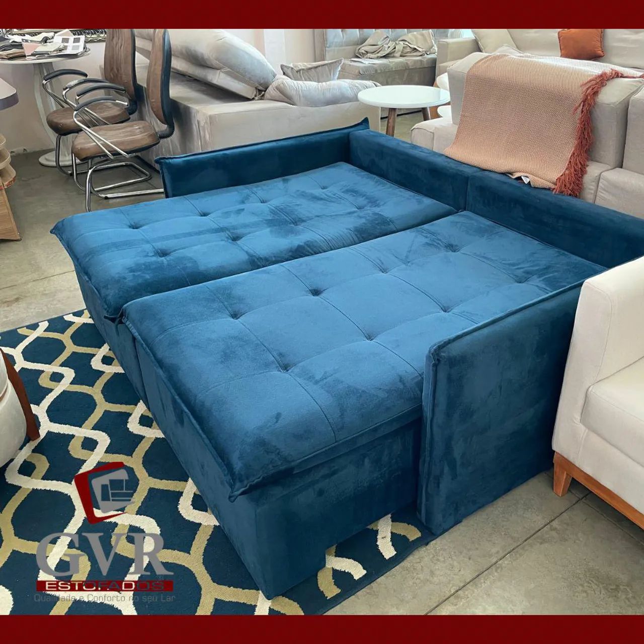 Sofá cama  e retrátil azul marinho  - Foto 4