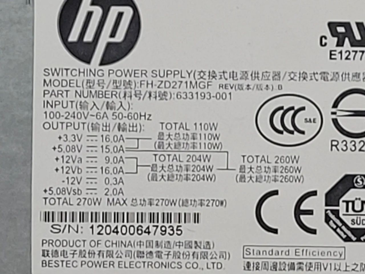 Fonte hp hf-zd271mgf 270 watts - Foto 4