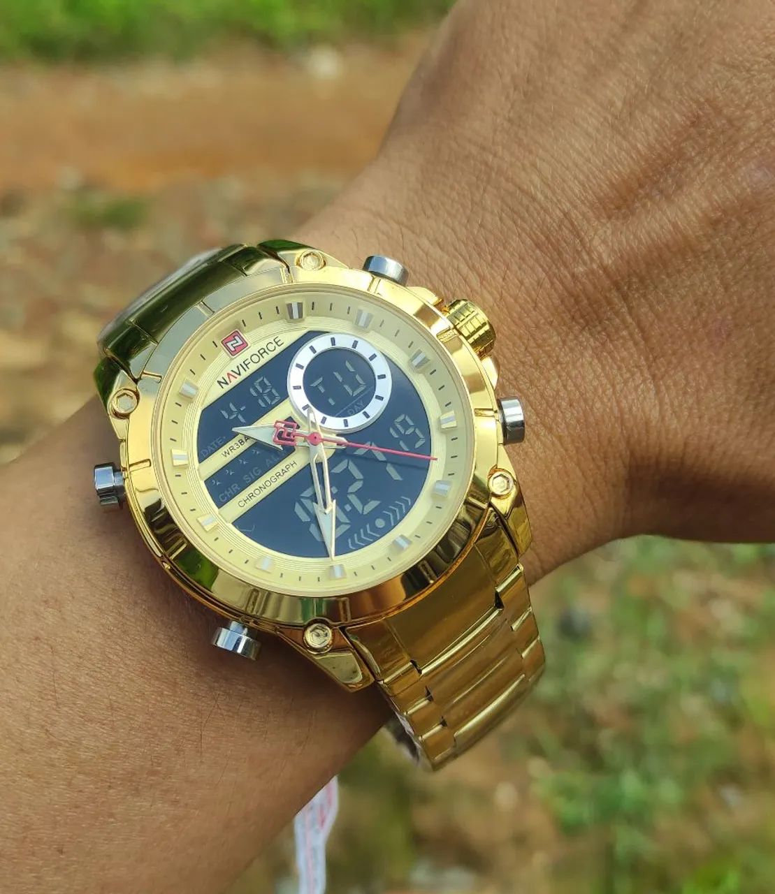 Relógio Masculino Naviforce Dourado Nf9163 Todo em aço - Foto 2