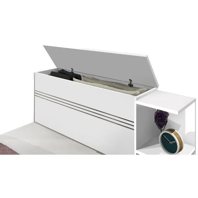 Cama Solteiro Baú Jade com Gavetas Branco.Lilas Flex J.A Moveis - Entrega Rápida!  - Foto 2
