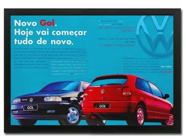 Gol GTI 1995 bola - Quadro decorativo com propaganda original de revista