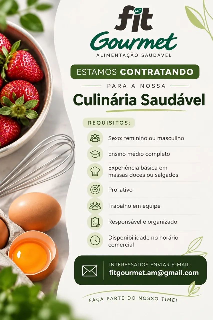 Vaga para cozinha Alimentação Saudável 