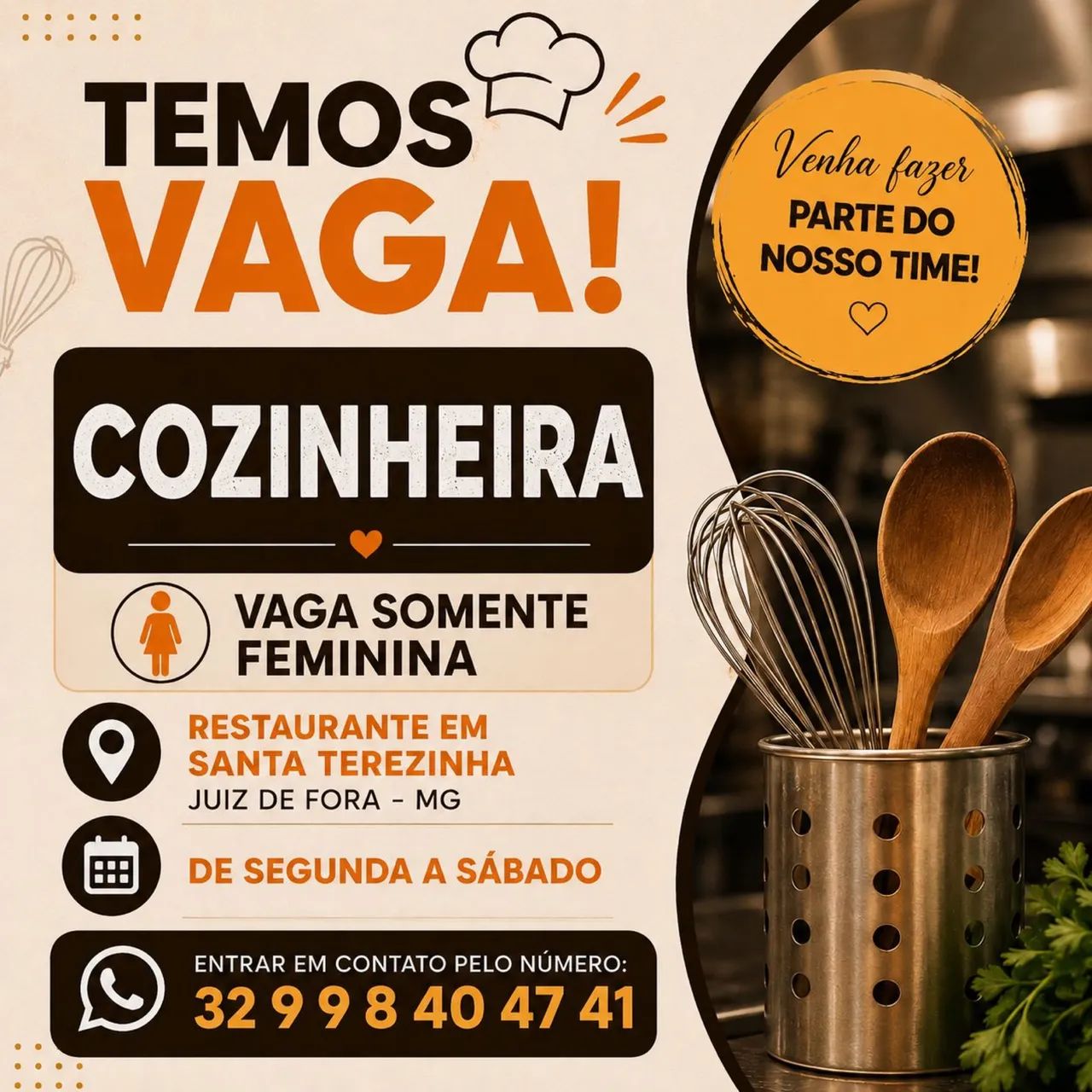 Vaga de cozinheira 