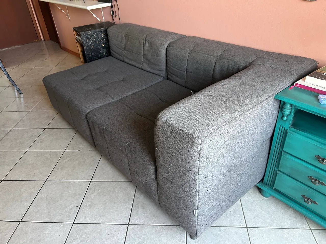Sofá Tok&Stok Cinza Escuro Modulado (2 Módulos) - Foto 4
