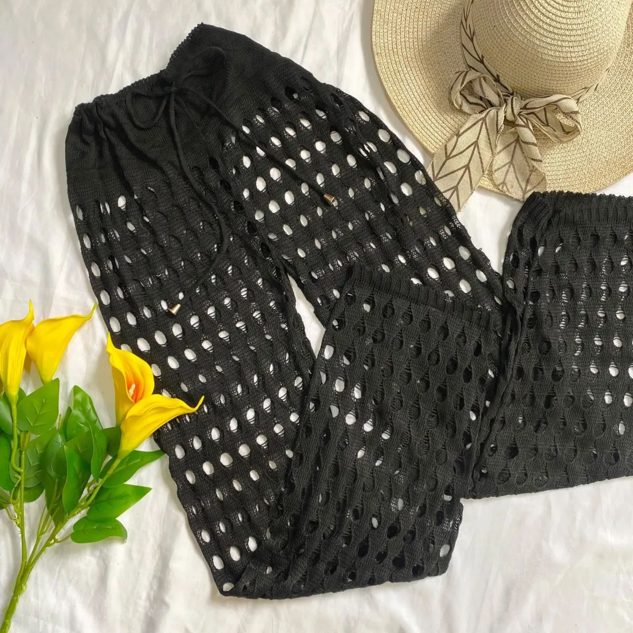 Saída de praia | calça tricô 