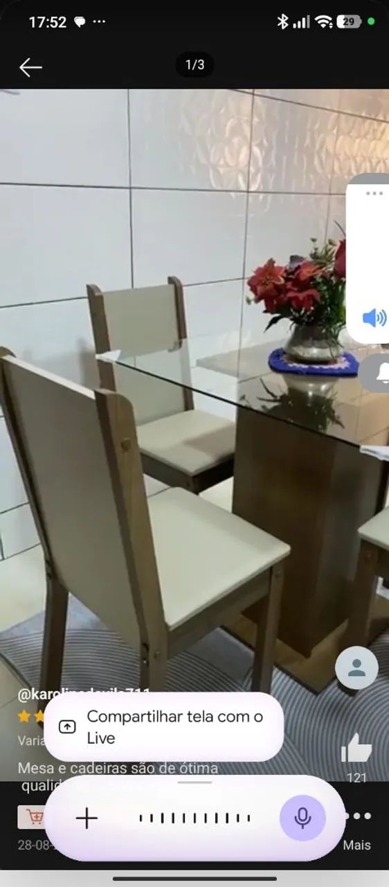 Jogo de mesa 4 cadeiras 
