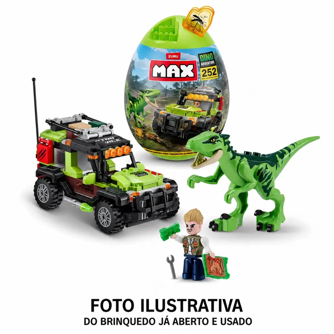 ZURU MAX Dino Adventure 252 Peças 83154 Completo c/ Ovo Original e Manual