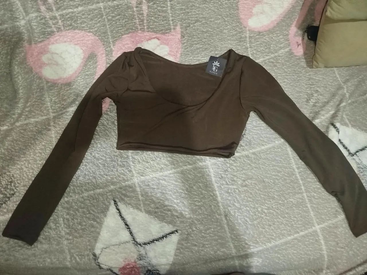 Cropped feminino de manga longa