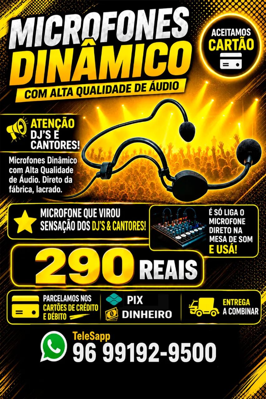 Microfones Dinamico Com Alta Qualidade De Audio, Aceitamos Cartão