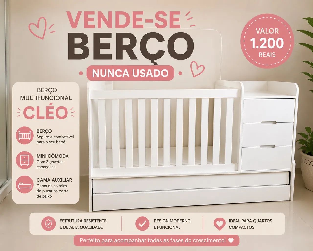 Vende-se berço nunca usado