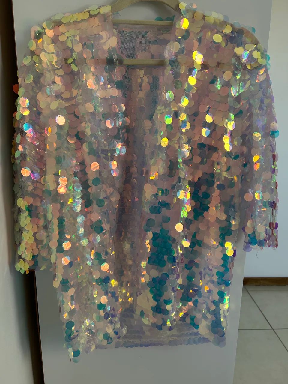 Kimono de paetê colorido - Foto 3