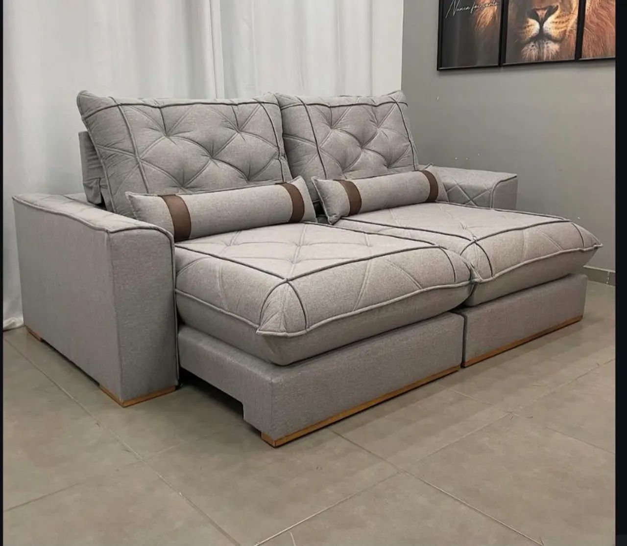 Sofá retrátil e reclinável Vicam 2,50m MOLAS ENSACADAS  - Foto 5