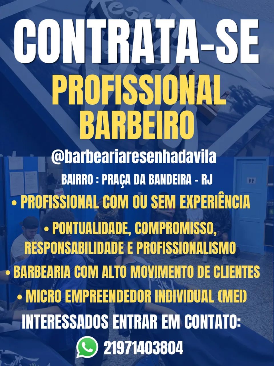VAGA BARBEIRO(A) - CONTRATA-SE