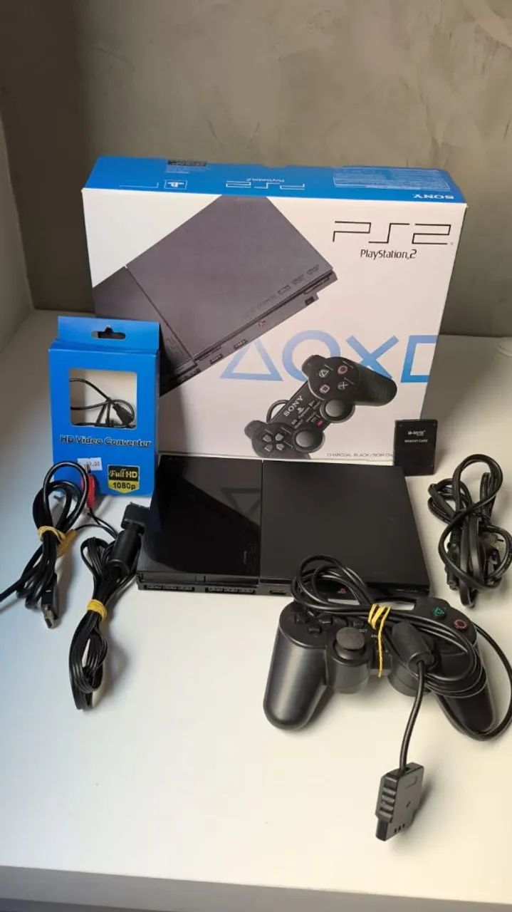 PS2 slim na caixa com kit completo