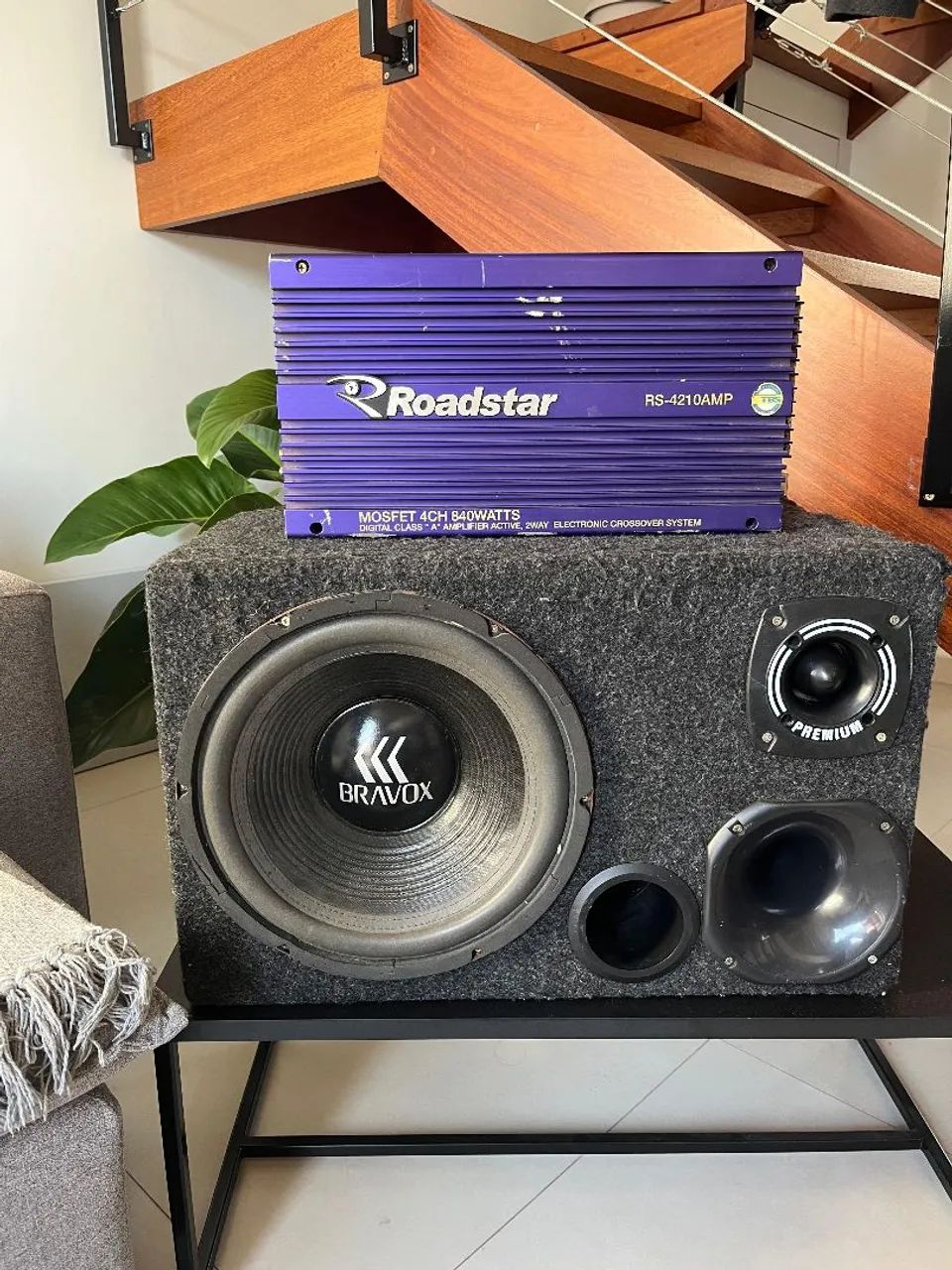 Caixa de Som Automotiva e Módulo Roadstar 840w - Foto 4