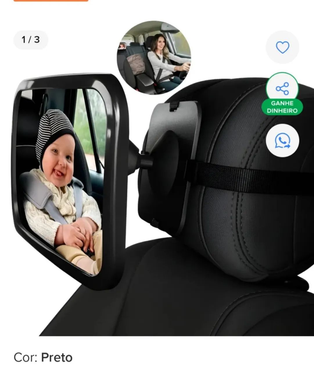 Espelho de carro retrovisor para bebê  marca safett