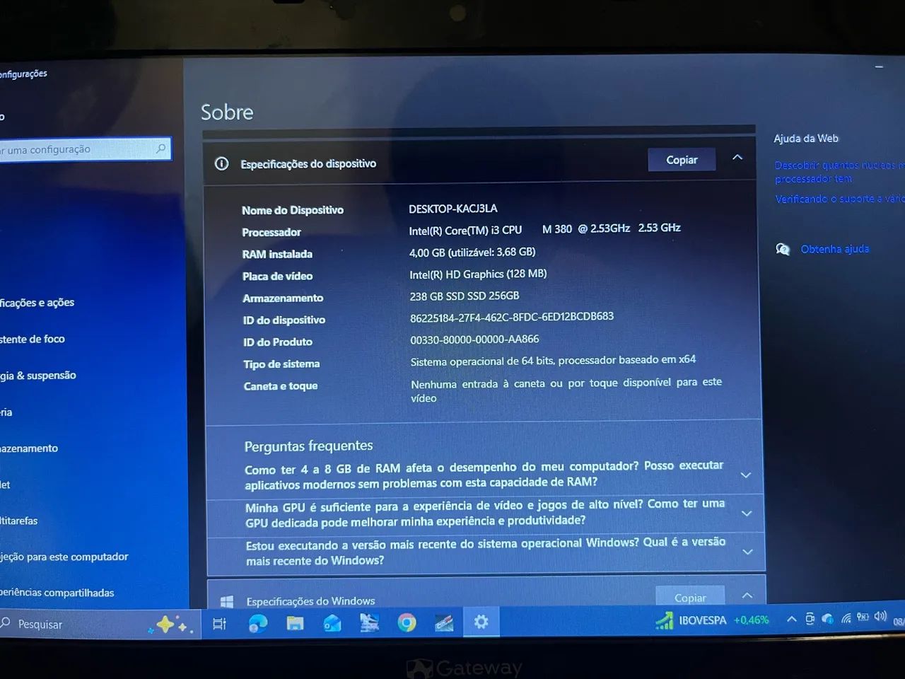 VENDO OU TROCO Notebook Gateway - Intel Core i3 - Foto 4