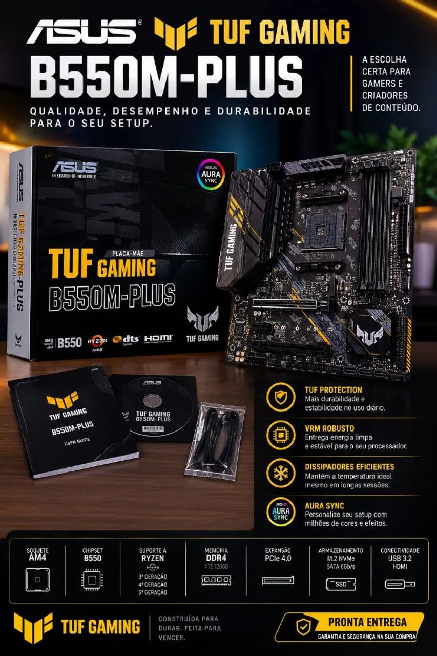 Placa Mae Tuf Gaming B550M - Plus