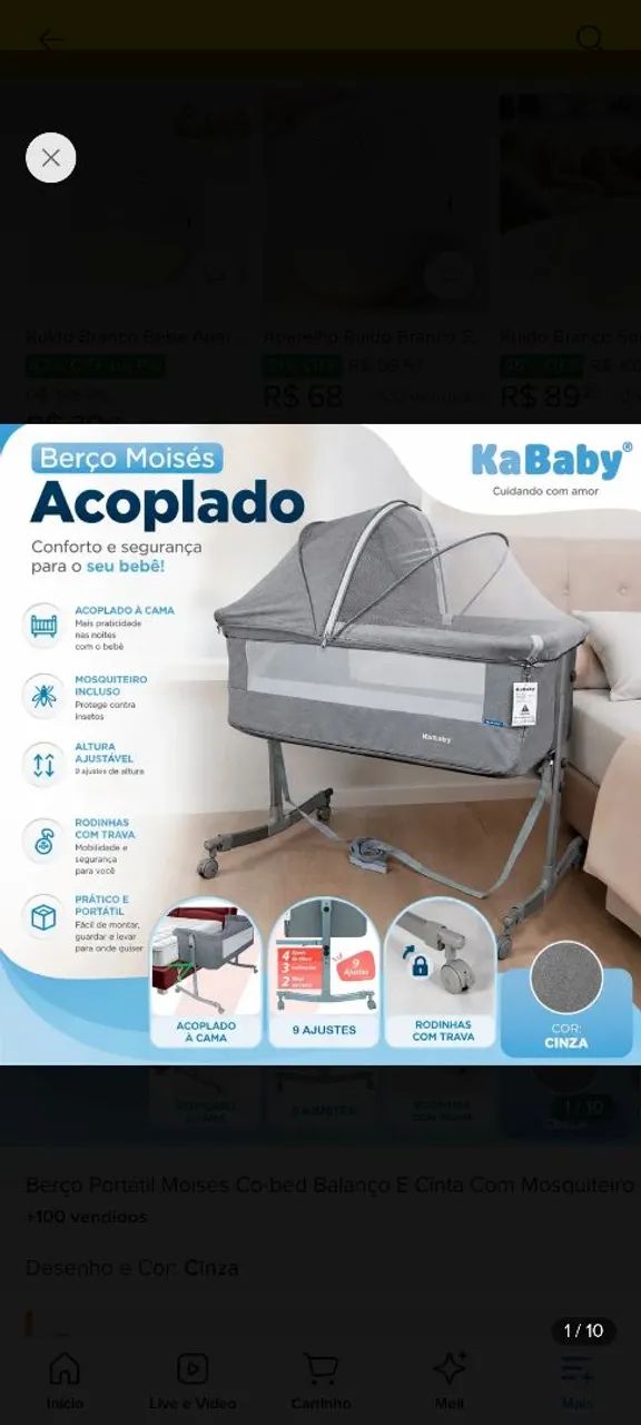 Berço portátil KaBaby + Colchão  - Foto 5